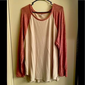 Old Navy Pink and White Baseball Sweater